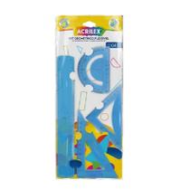 KIT DESENHO GEOMÉTRICO FLEXIVEL - ACRILEX - AZUL - 4 peças