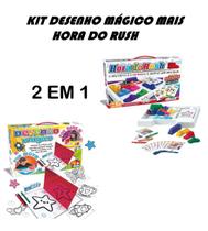 Kit Desenho Mágico 20Desenhos Placa Refletora E Jogo Rush