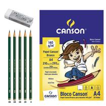 Kit Desenho Profissional 5 Lápis 9000 Canson Borracha Dust Kit Desenho Profissional 5 Lápis 9000 Canson Borracha Dust