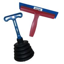 Kit DESENTUPIDOR Sanfonado + RODINHO De PIA Rodo Cozinha Lavatório Ralo Banheiro Borracha Reforçado