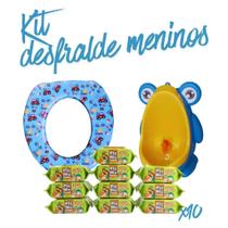 Kit Desfralde com Pack de 10 Toalhas Umedecidas + Assento Redutor + Mictório Sapinho