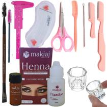 Kit Design Sobrancelha Profissional Henna makiaj paquimetro navalha tesoura espatula pincel dappen Kit Design Sobrancelha Profissional Henna makiaj paquimetro navalha tesoura espatula pincel dappen