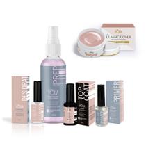 Kit design unha higienizante primer top cot desidrat gel classic cover