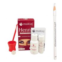 Kit Designer Sobrancelha Henna Makiaj e Lápis Dermatografico Profissional Bella Femme Branco