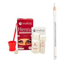 Kit Designer Sobrancelha Henna Makiaj e Lápis Dermatografico Profissional Bella Femme Branco