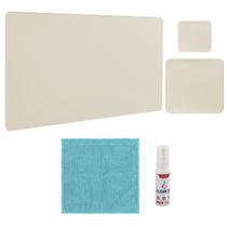 Kit Deskpad 43x30cm Notebook e Apoio Mouse 20x20cm + Spray Flanela Limpeza + Porta Copos