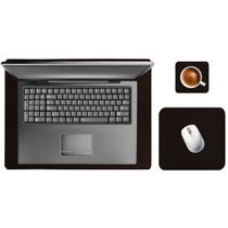 Kit Deskpad Para Mouse Tablet Notebook 43x30cm + 20x20cm + Apoio De Copos