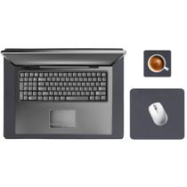 Kit Deskpad Para Mouse Tablet Notebook 43x30cm + 20x20cm + Apoio De Copos