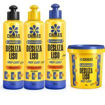 Kit Desliza Liso Shampoo + Condicionador 300ml + Mascara 450g + Finalizador 300ml Chikas Cosmeticos