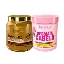 Kit Desmaia Cabelo 950g e Banho De Verniz 1kg Forever Liss