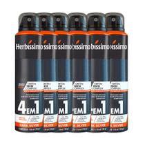 Kit Desodorante Aerosol Antitranspirante Herbissimo Dark Silver 150Ml com 6 Unidades - Herbíssimo