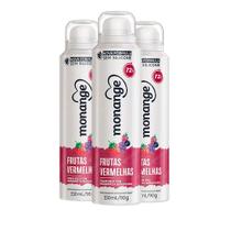 Kit Desodorante Aerosol Monange Frutas Vermelhas 90g - 3 unidades