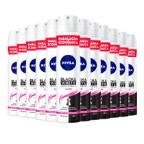 Kit Desodorante Aerosol Nívea Black & White Feminino 200ml - 12 unidades