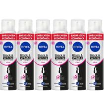 Kit Desodorante Aerosol Nívea Black & White Feminino 200ml - 6 unidades