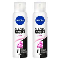 Kit Desodorante Aerosol Nivea Invisible Black & White Clear 150ml - 2 unidades