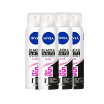 Kit Desodorante Aerosol Nivea Invisible Black & White Clear 150ml - 4 Unidades