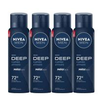 Kit Desodorante Aerosol Nivea Men Deep Original 150ml - 4 Unidades