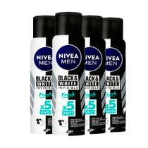 Kit Desodorante Aerosol Nivea Men Invisible Black & White Fresh 150ml - 4 unidades