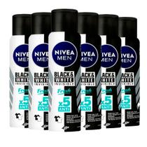 Kit Desodorante Aerosol Nivea Men Invisible Black & White Fresh 150ml - 6 unidades
