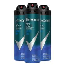 Kit Desodorante Aerosol Rexona Active Dry/Azul 150ml - 3 Unidades