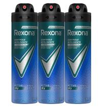 Kit Desodorante Aerosol Rexona Active Dry/Azul 150ml - 3 Unidades