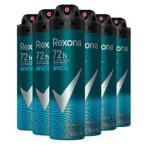 Kit Desodorante Aerosol Rexona Men Impacto 150ml - 6 Unidades