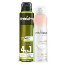 Kit Desodorante Aerossol Antitranspirante Herbíssimo Green Leaf e Care Vanilla 150Ml