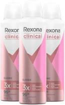 Kit Desodorante Antitranspirante Aerosol Rexona Clinical Classic - 3 Unidades