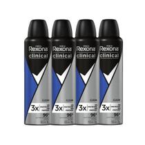 Kit Desodorante Antitranspirante Aerosol Rexona Clinical Clean Men 91g - 4 Unidades Kit Desodorante Antitranspirante Aerosol Rexona Clinical Clean Men 91g - 4 Unidades