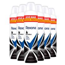 Kit Desodorante Antitranspirante Aerosol Rexona Invisible 72 horas 250ml - 6 Unidades