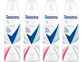 Kit Desodorante Antitranspirante Aerossol Feminino - Rexona Sem Perfume 72 horas 150ml 4 Unidades