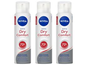 Kit Desodorante Antitranspirante Aerossol Nivea - Dry Comfort Feminino 150ml 3 Unidades