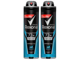 Kit Desodorante Antitranspirante Aerossol Rexona - Impacto Masculino 72 Horas 150ml 2 Unidades