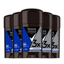 Kit Desodorante Antitranspirante Rexona Stick Clinical Men Clean 58g - 5 Unidades