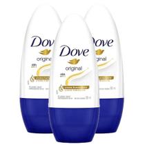 Kit Desodorante Antitranspirante Roll-On Dove Original 50ml - 3 unidades