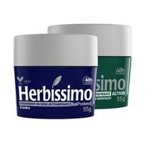 Kit Desodorante Creme Antitranspirante Herbíssimo 55G Cedro e Action - 2 unidades