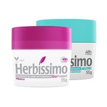 Kit Desodorante Creme Antitranspirante Hibisco e Neutro Herbíssimo 55G - 2 unidades