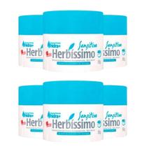 Kit Desodorante Creme Antitranspirante Sensitive Herbissimo 55g Com 6 Unidades