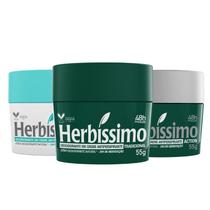 Kit Desodorante Creme Antitranspirante Tradicional, Action e Neutro Herbíssimo 55G - 3 unidades