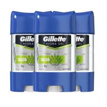 Kit Desodorante Gel Antitranspirante Gillette Hydra Gel Aloe 82g - 3 Unidades