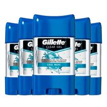 Kit Desodorante Gillette Clear Gel Cool Wave 82g - 5 Unidades