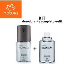 Kit desodorante natura homem tradicional completo + refil 100ml