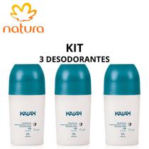 Kit desodorante natura roll-on kaik tradicional masculino -3 unidades