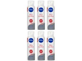 Kit Desodorante Nivea 6 Unidades Dry Comfort - Aerossol Antitranspirante Feminino 150ml