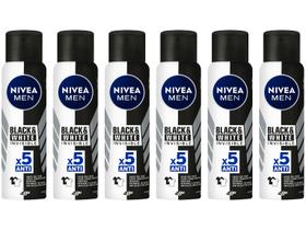 Kit Desodorante Nivea 6 Unidades Invisible - Black & White Aerossol Antitranspirante 150ml