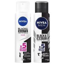 Kit Desodorante Nivea Black White Invisible Fem e Masc 150ml Kit Desodorante Nivea Black White Invisible Fem e Masc 150ml