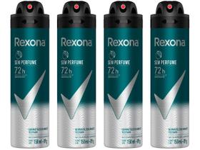 Kit Desodorante Rexona Aerossol Antitranspirante - Masculino sem Perfume 72 horas 150ml 4 Unidades