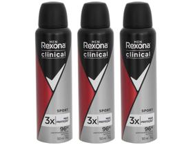 Kit Desodorante Rexona Clinical Aerossol - Antitranspirante Masculino 150ml 3 Unidades