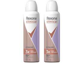 Kit Desodorante Rexona Clinical Extra Dry Aerossol - Antitranspirante Feminino 150ml 2 Unidades