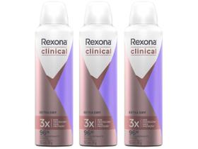 Kit Desodorante Rexona Clinical Extra Dry Aerossol - Antitranspirante Feminino 150ml 3 Unidades